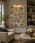 Oyster Study in Blush and Blue - Contemporary Abstract Oyster Shell Painting