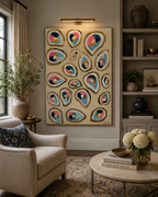 Oyster Study in Blush and Blue - Contemporary Abstract Oyster Shell Painting