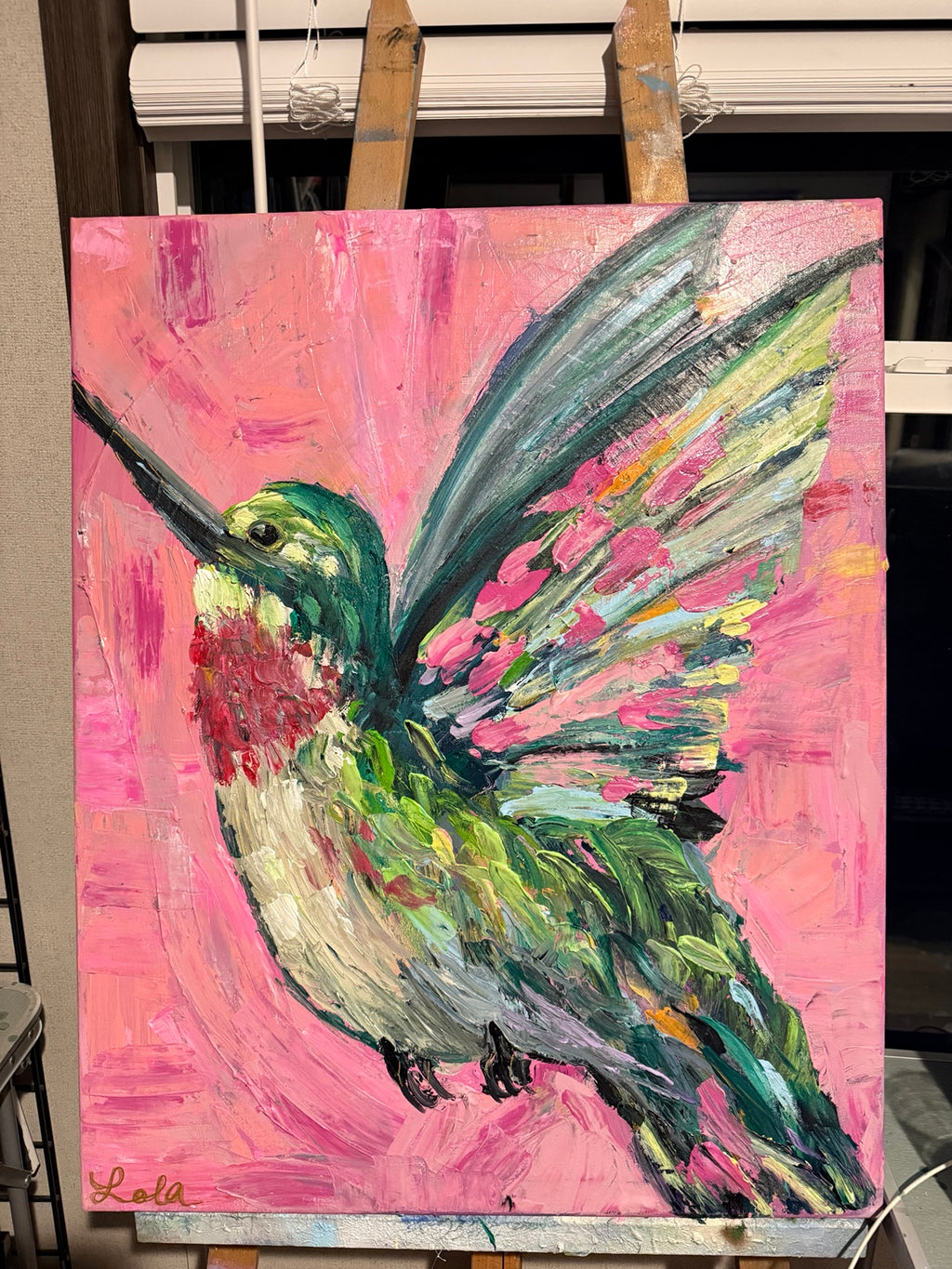 Garden Jewel | Original Colorful Hummingbird Painting