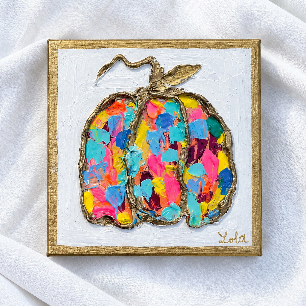Colorful Pumpkin Painting | Original Southern Fall Mini Art