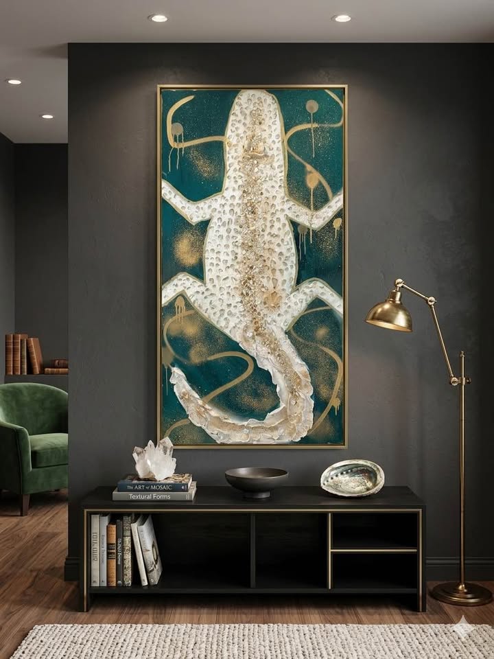 Gilded Gator - Emerald Abstract