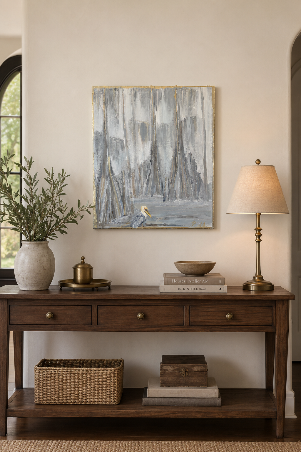 Gilded Bayou - Original Louisiana Pelican Bayou Painting