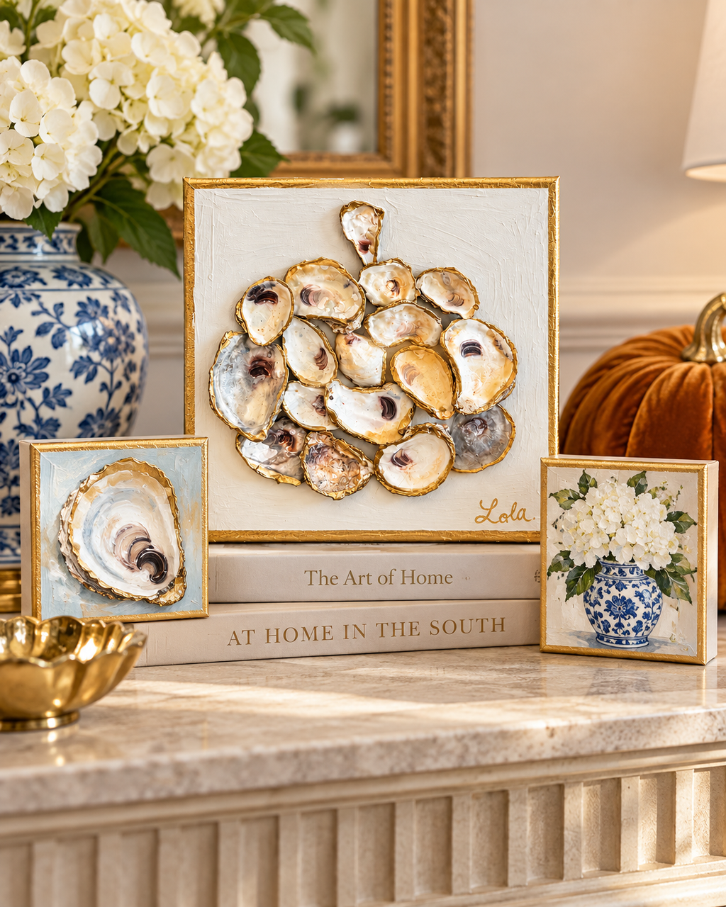 Louisiana Oyster Painting | Textured Southern Coastal Mini Art