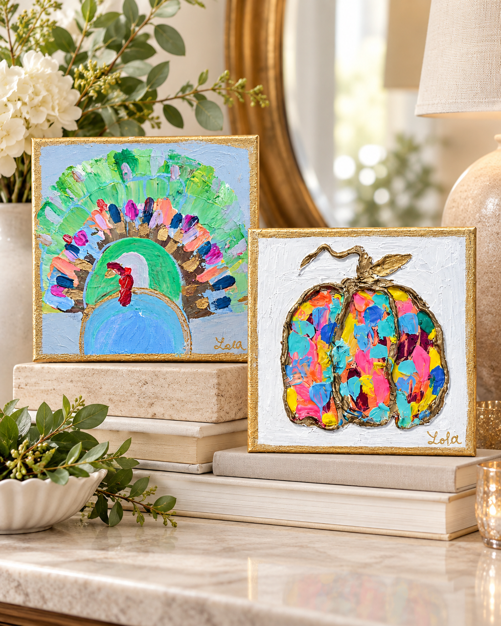 Colorful Pumpkin Painting | Original Southern Fall Mini Art
