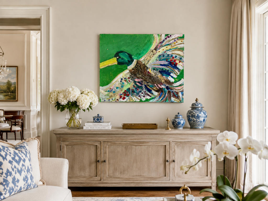Delta in Flight | Original Colorful Mallard Duck Painting