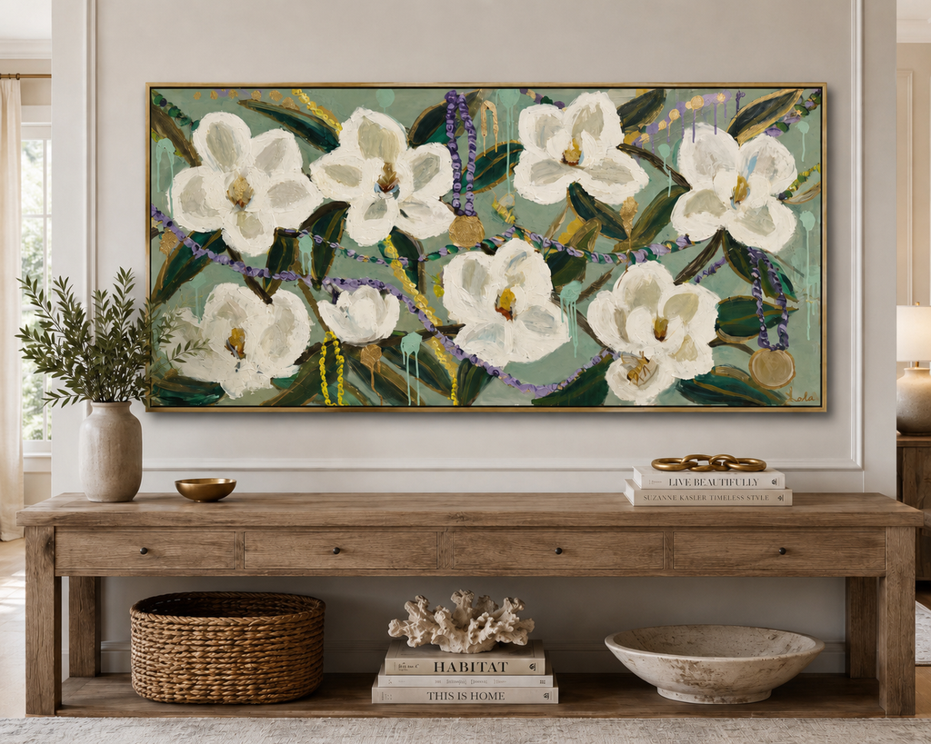 Magnolia Masquerade – Original Louisiana Magnolia & Mardi Gras Painting