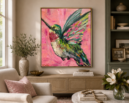 Garden Jewel | Original Colorful Hummingbird Painting
