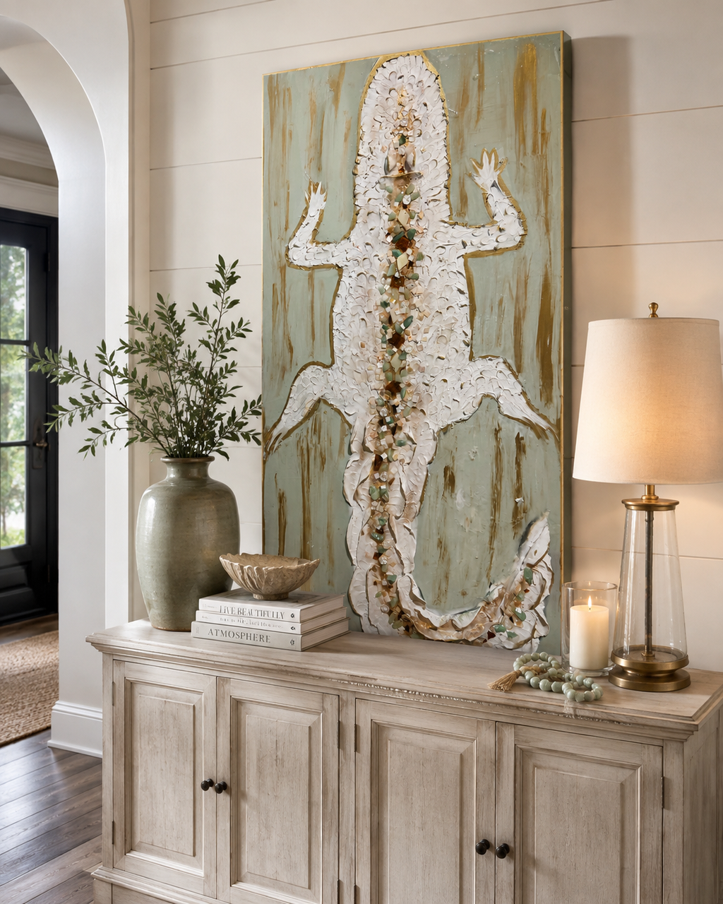 Gilded Gator - Raindance Original Textured Louisiana Alligator Painting