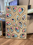 Oyster Study in Blush and Blue - Contemporary Abstract Oyster Shell Painting