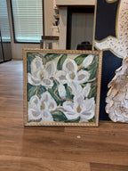 Midnight Magnolia — Square Impasto Framed Magnolia Painting