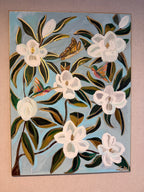 The Garden Visitors— Original Hummingbird and Magnolia Art