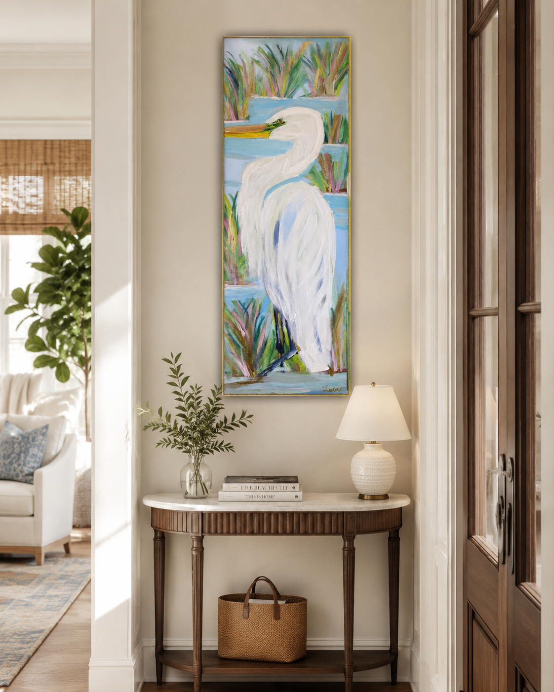 Pastel Marsh | Original Louisiana Egret Bayou Painting