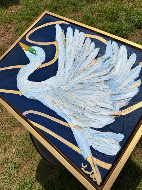 Blue Egret Painting | Original Louisiana Southern Bird Art