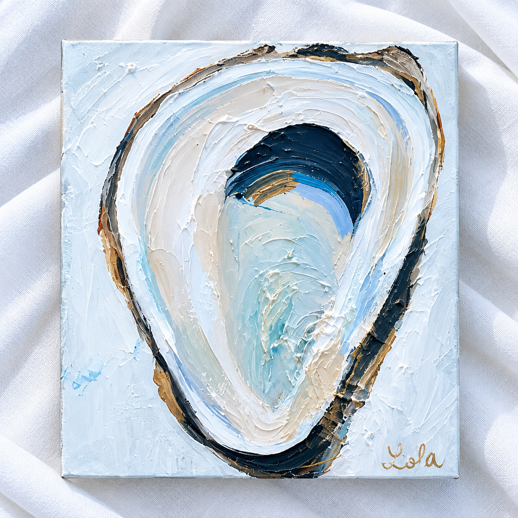 Textured Oyster Painting | Original Louisiana Coastal Wall Art
